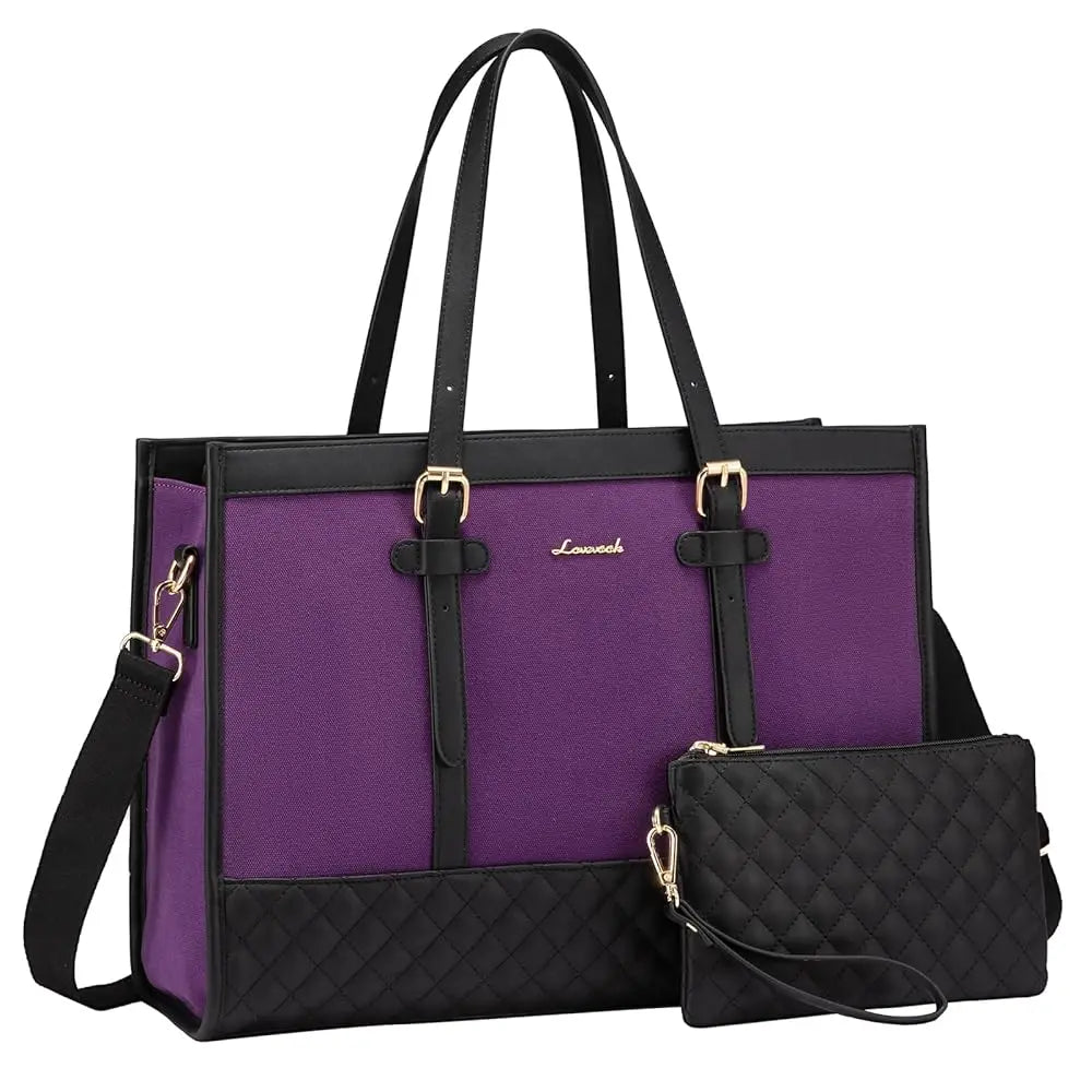 JMT-824714 Spacious Women's 2-Piece Laptop Tote Bag Set for Business and Travel, Fits Up to 15.6-Inch Laptops