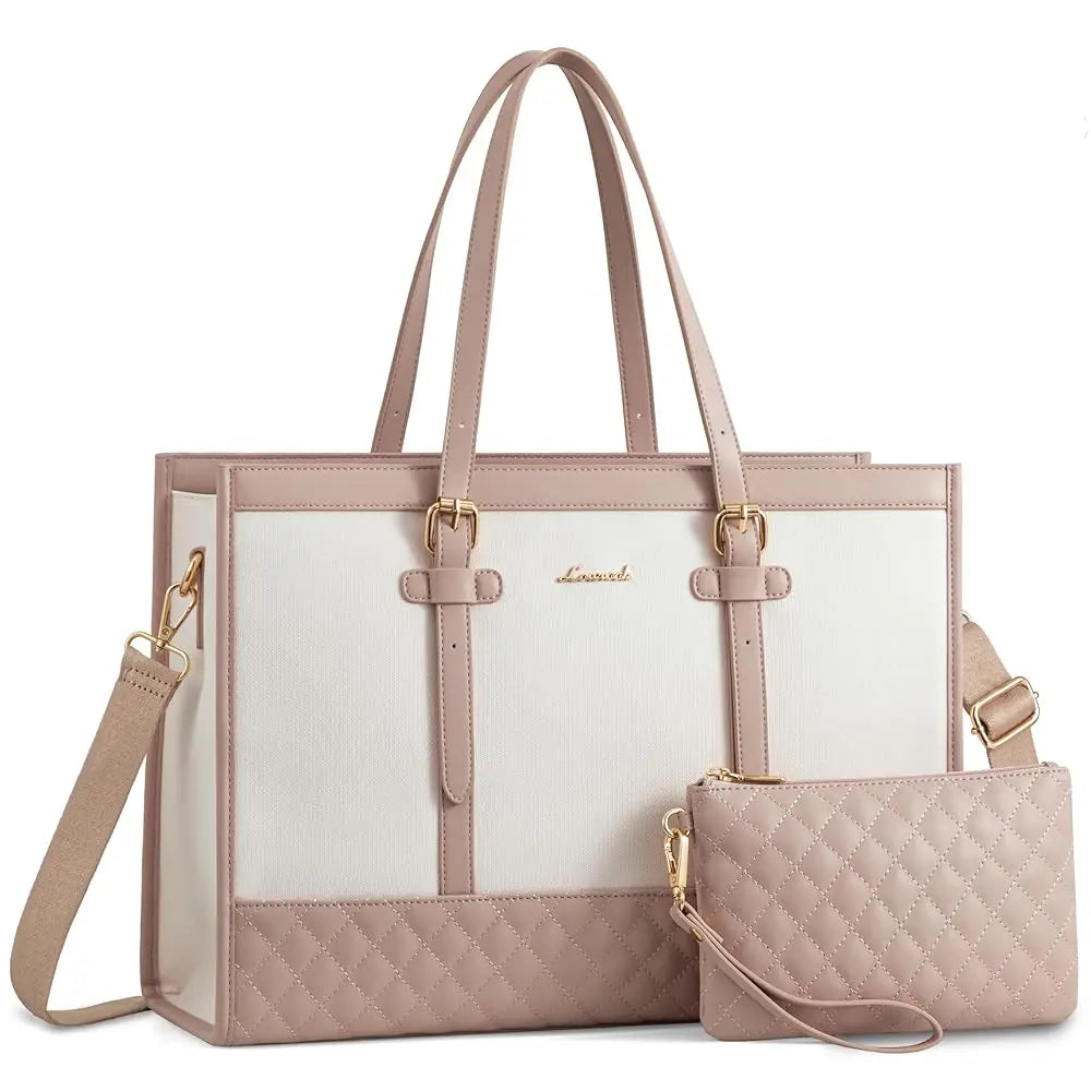 JMT-824714 Spacious Women's 2-Piece Laptop Tote Bag Set for Business and Travel, Fits Up to 15.6-Inch Laptops