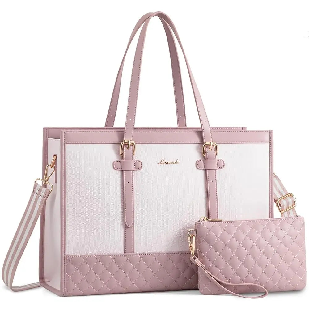 JMT-824714 Spacious Women's 2-Piece Laptop Tote Bag Set for Business and Travel, Fits Up to 15.6-Inch Laptops