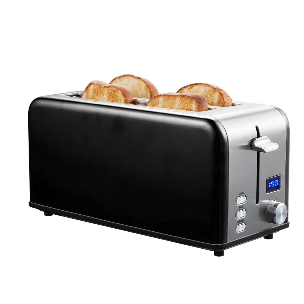 JMT-824842 Long Slot 4-Slice Electric Toaster with LED Digital Display for Sandwiches