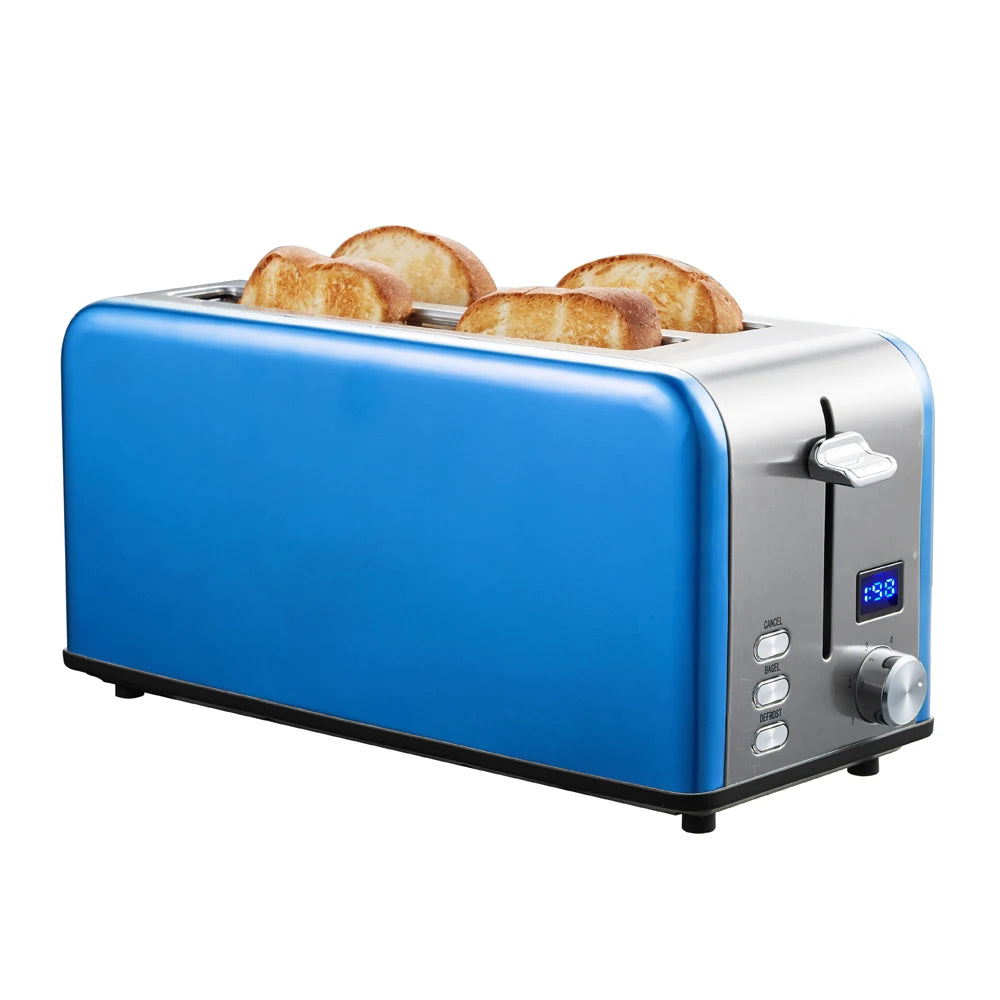 JMT-824842 Long Slot 4-Slice Electric Toaster with LED Digital Display for Sandwiches