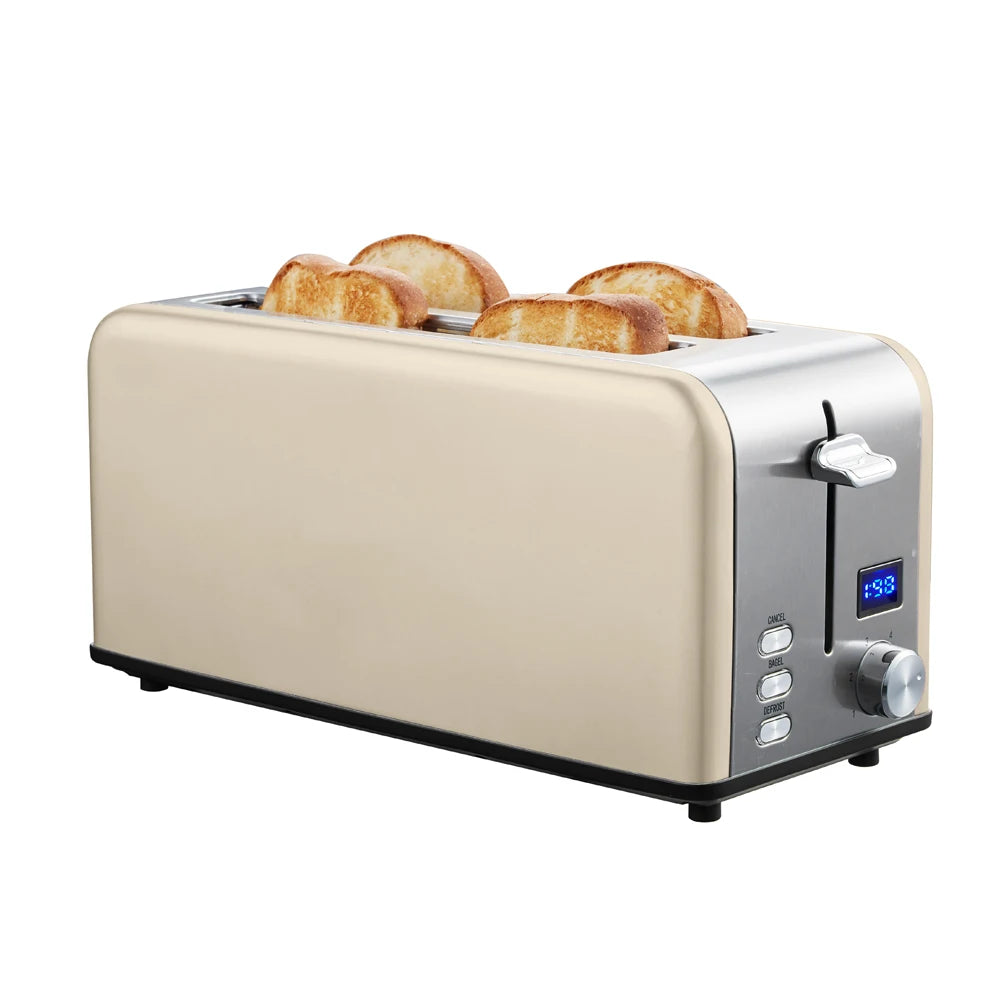 JMT-824842 Long Slot 4-Slice Electric Toaster with LED Digital Display for Sandwiches
