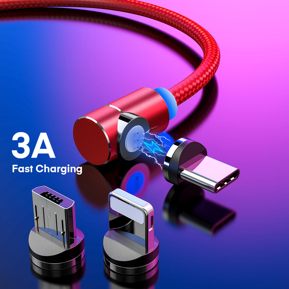 JMT-825226 3-in-1 Fast Charging Magnetic Data Cable for Apple and Android Devices – 1m Length, Black/Red