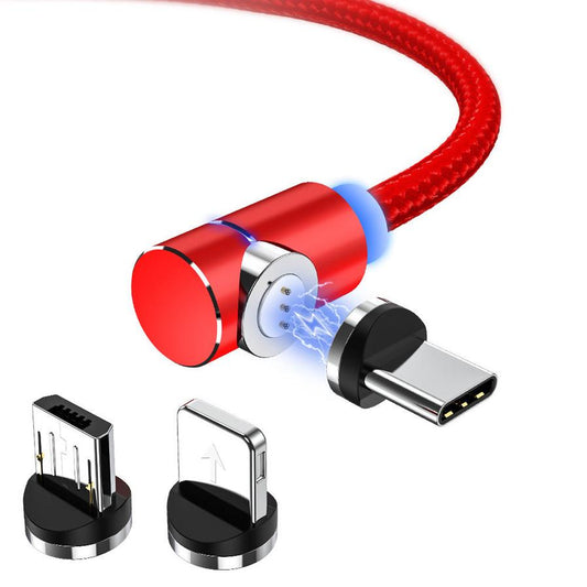 JMT-825226 3-in-1 Fast Charging Magnetic Data Cable for Apple and Android Devices – 1m Length, Black/Red