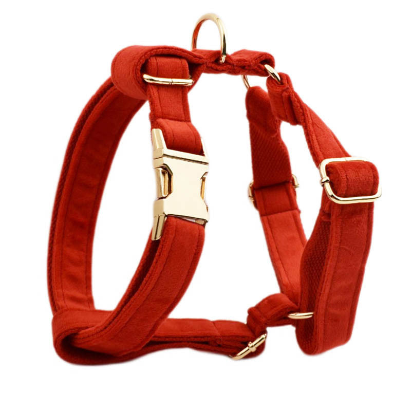 JMT-825226 Velvet Fabric Dog Collar Set with Leash, Bow, Flower, Vest, and Poop Bag