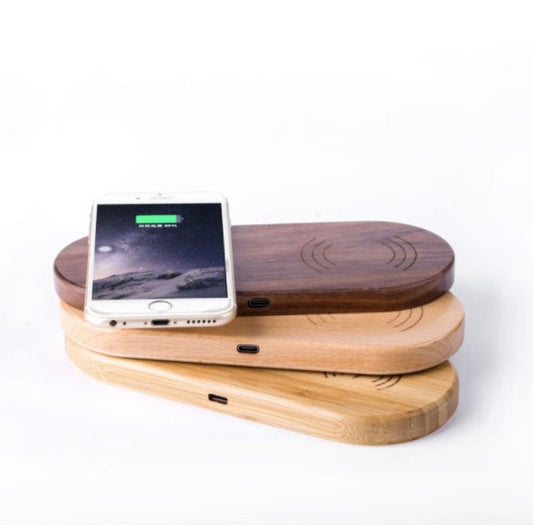 JMT-825738 Wooden Wireless Charger - Direct Charge 10W in Bamboo, Beech, and Walnut Finishes