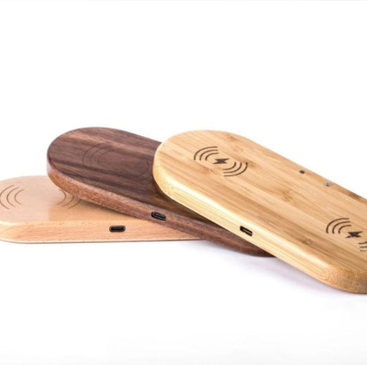 JMT-825738 Wooden Wireless Charger - Direct Charge 10W in Bamboo, Beech, and Walnut Finishes