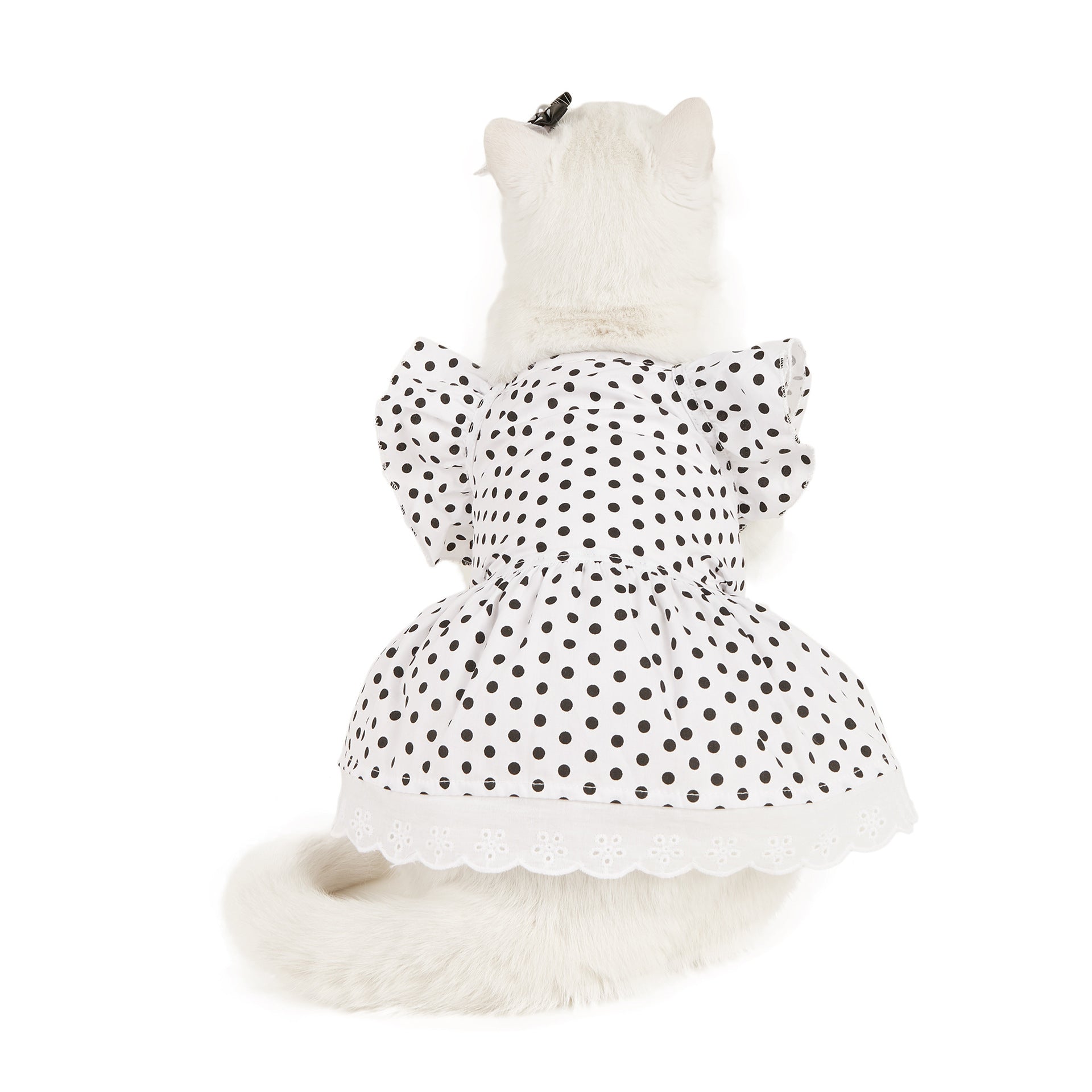 JMT-826826 Polka Dot Dress for Dogs with Matching Headband - Black and White or Red and White Options Available