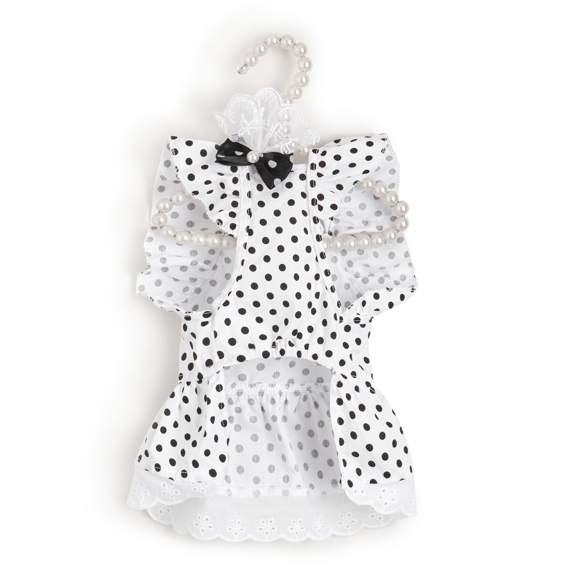 JMT-826826 Polka Dot Dress for Dogs with Matching Headband - Black and White or Red and White Options Available