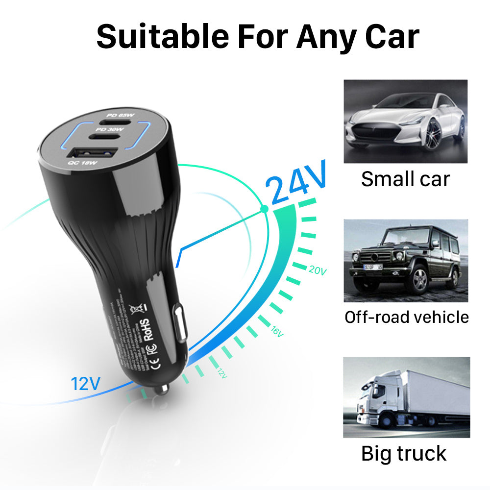 JMT-826890 95W Multi-functional Car Charger with 2-Meter 5A Cable for Laptop, Tablet, and Mobile Devices