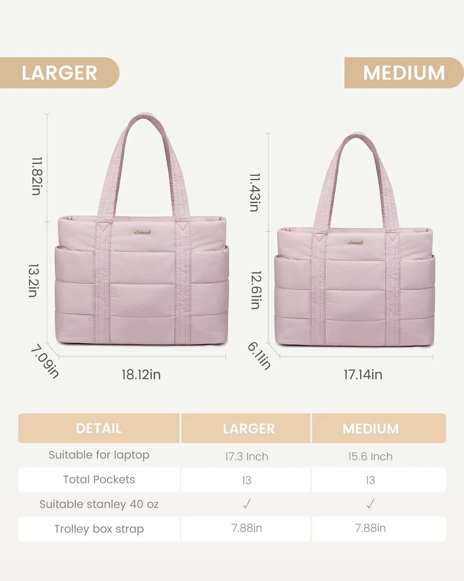 JMT-827018 Lightweight Multi-Pocket Puffer Laptop Tote Bag for 15.6 and 17.3 Inch Computers
