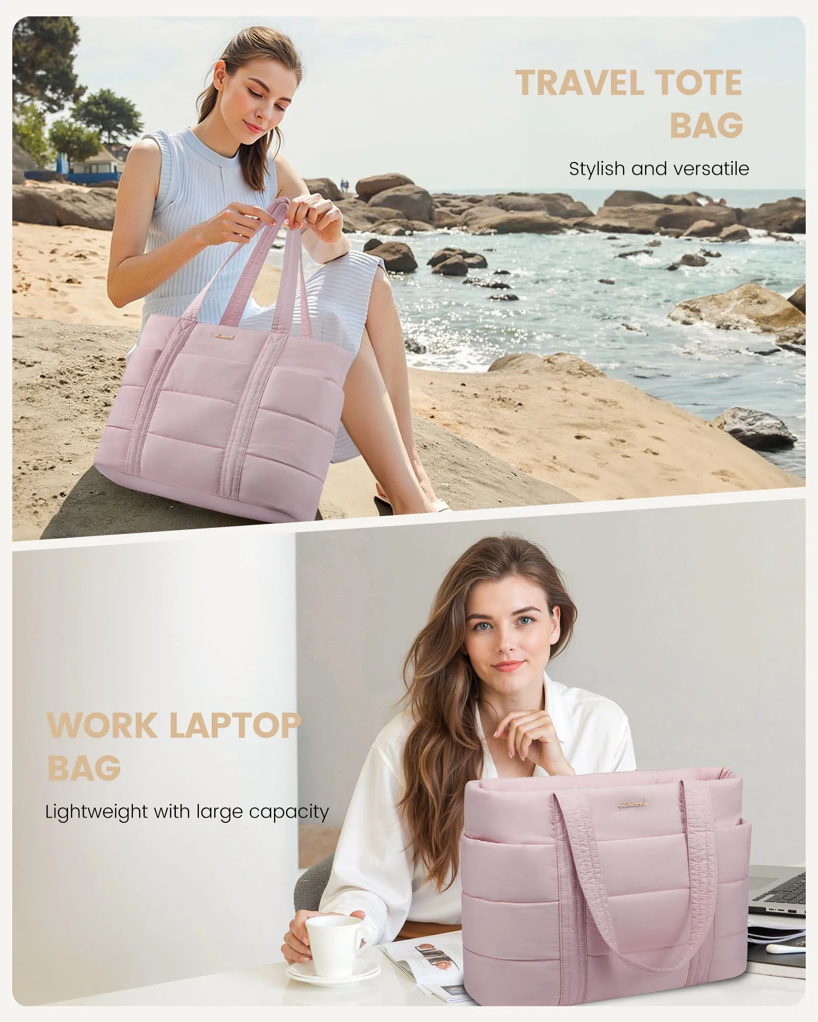 JMT-827018 Lightweight Multi-Pocket Puffer Laptop Tote Bag for 15.6 and 17.3 Inch Computers