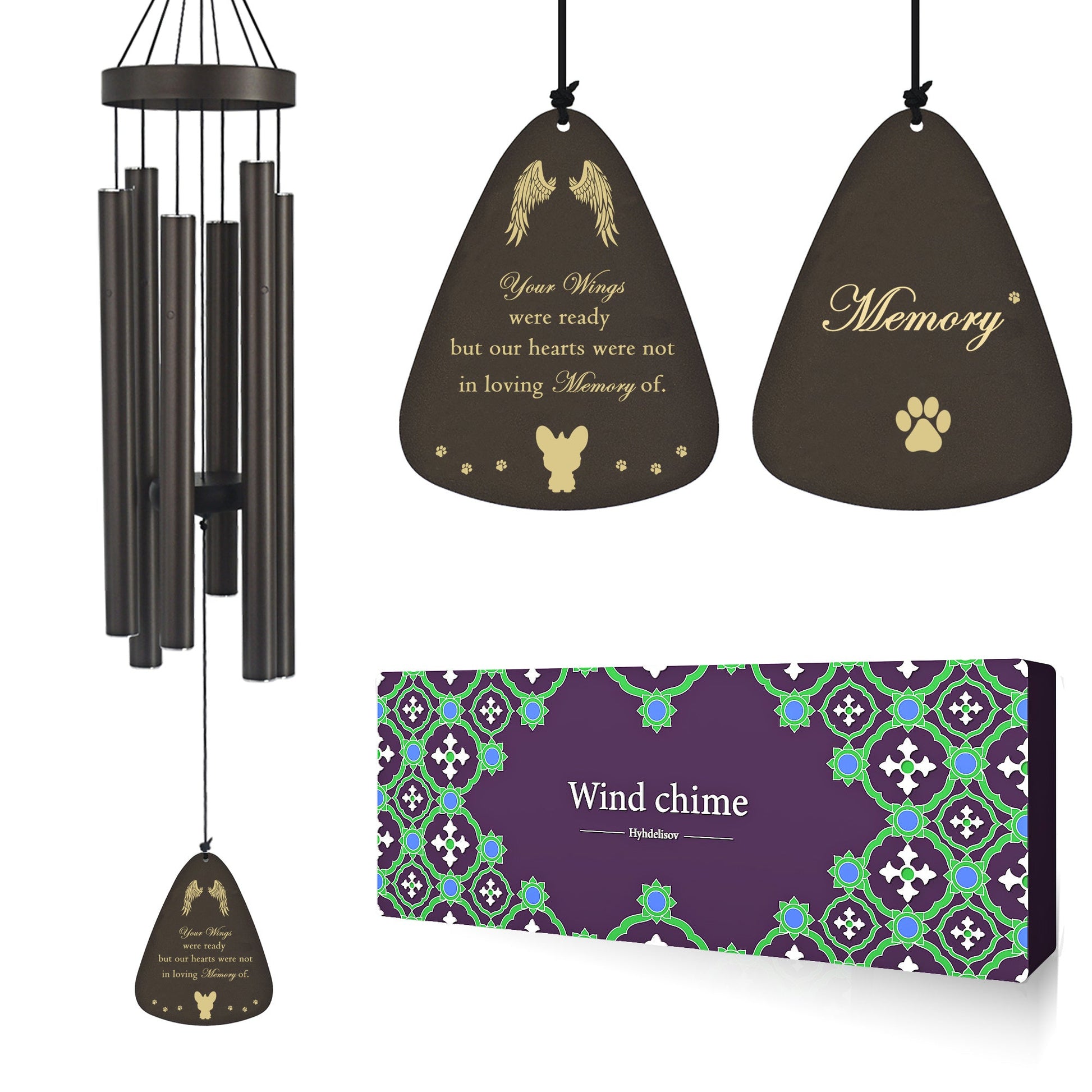 JMT-827210 Pet Memorial Wind Chime for Dogs and Cats – Sympathy Gift for Remembering Your Beloved Pet