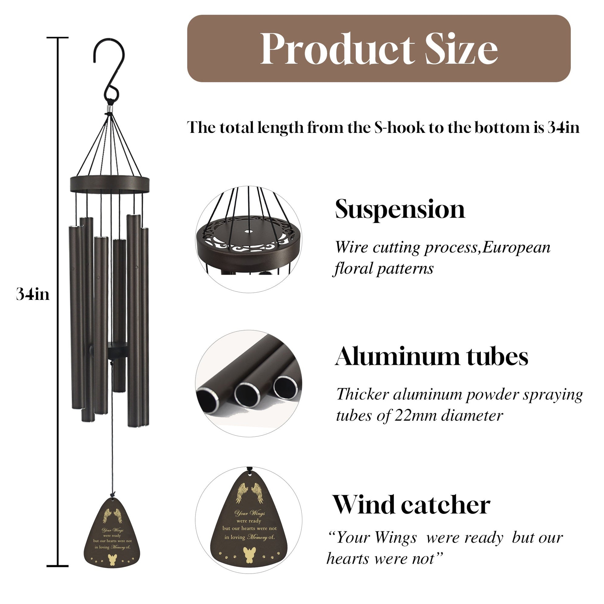 JMT-827210 Pet Memorial Wind Chime for Dogs and Cats – Sympathy Gift for Remembering Your Beloved Pet