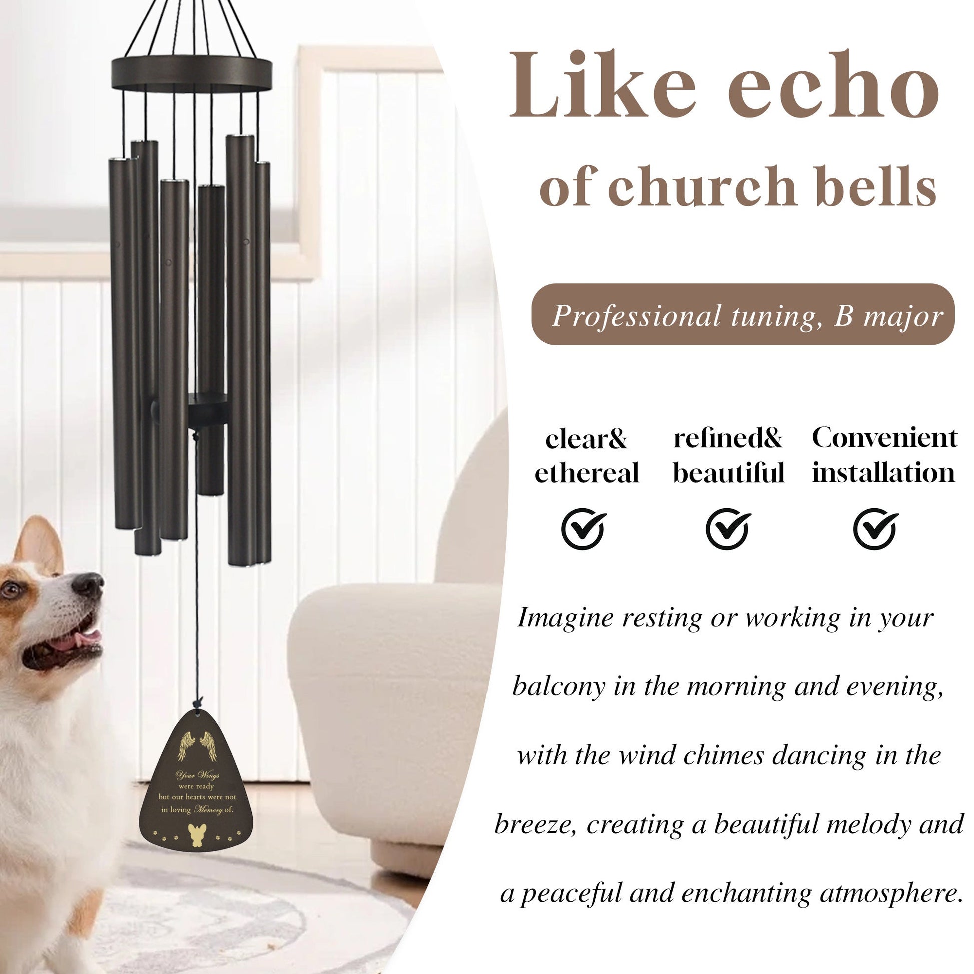 JMT-827210 Pet Memorial Wind Chime for Dogs and Cats – Sympathy Gift for Remembering Your Beloved Pet