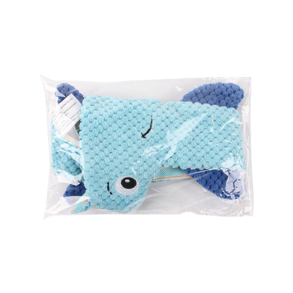 JMT-827338 Hammerhead Shark Shaped Sound Making Toy for Dogs - Durable Polyester Material in Red and Blue