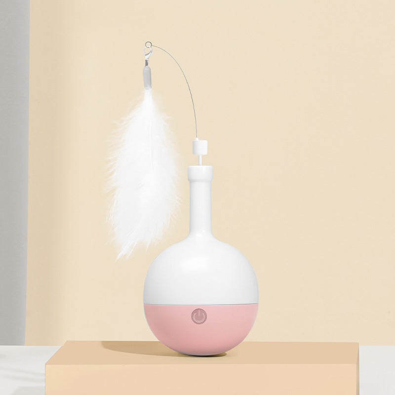 JMT-828170 Interactive Roly-Poly Cat Feather Toy - Ultra Quiet Random Movement, Rechargeable with Auto Timer, Perfect for Indoor Cats