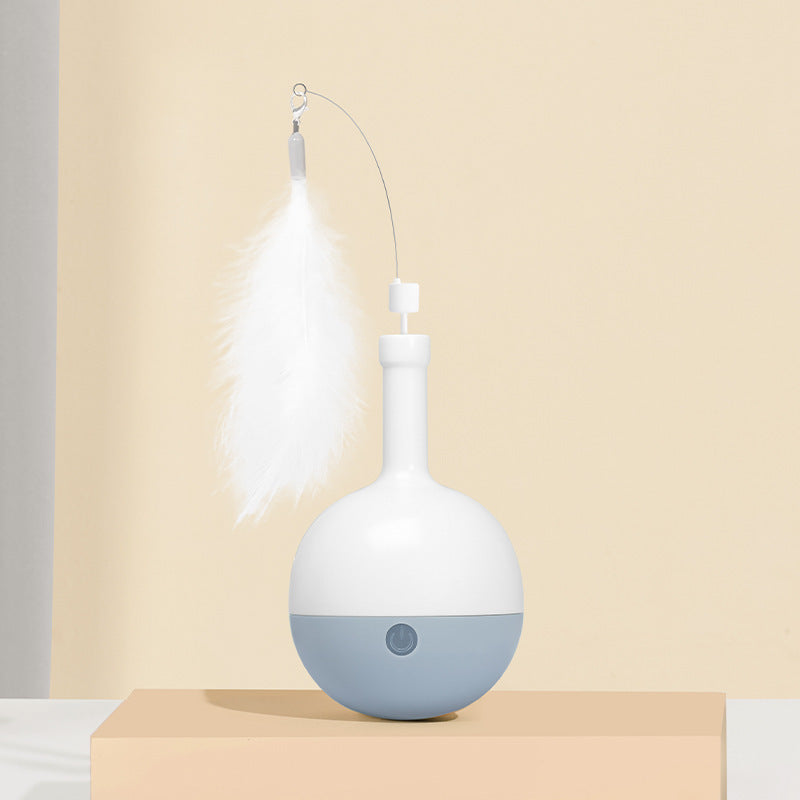 JMT-828170 Interactive Roly-Poly Cat Feather Toy - Ultra Quiet Random Movement, Rechargeable with Auto Timer, Perfect for Indoor Cats