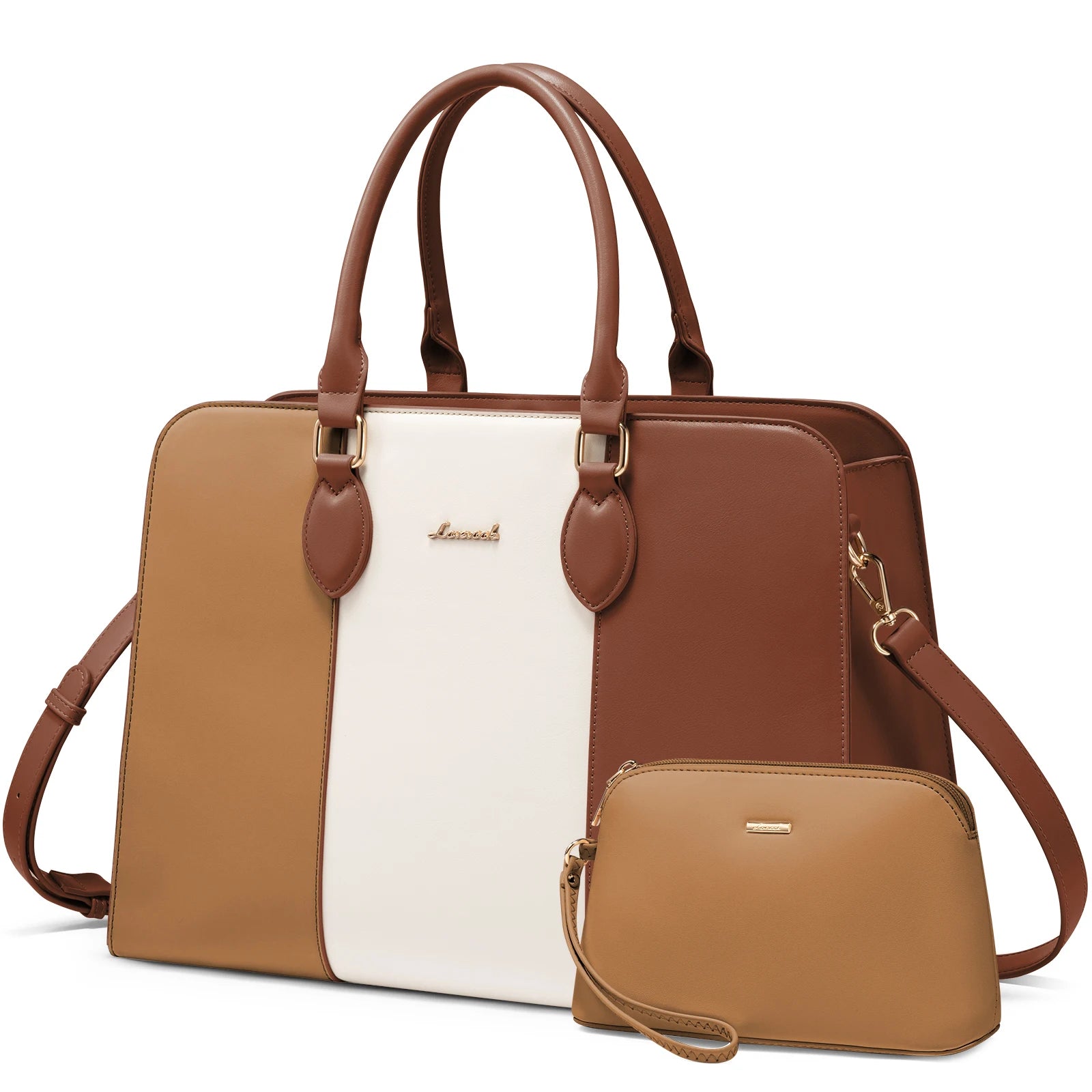 JMT-828170 Stylish 15.6 Inch Waterproof Laptop Tote Bag for Women - Versatile Work Handbag with Leather Briefcase Design