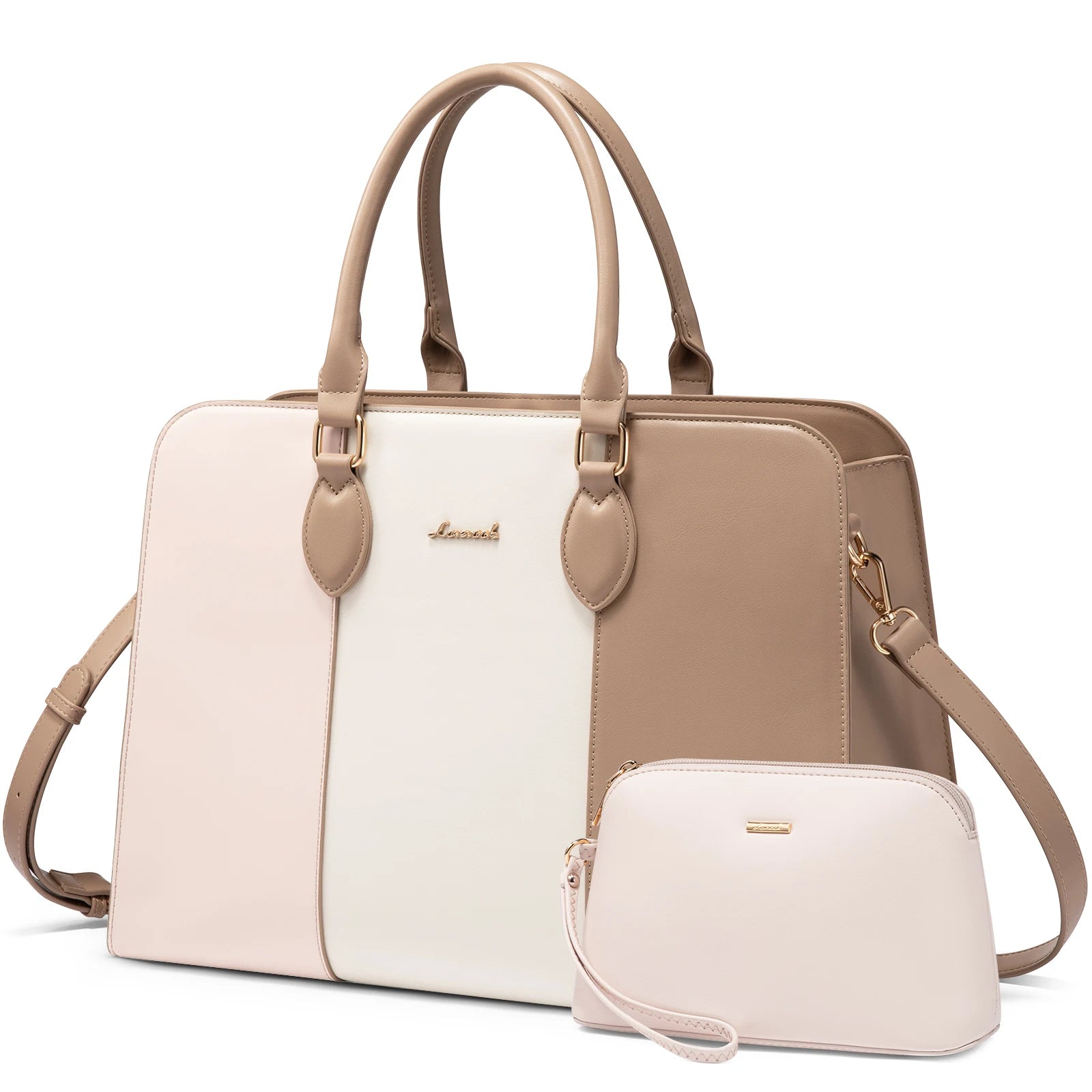 JMT-828170 Stylish 15.6 Inch Waterproof Laptop Tote Bag for Women - Versatile Work Handbag with Leather Briefcase Design