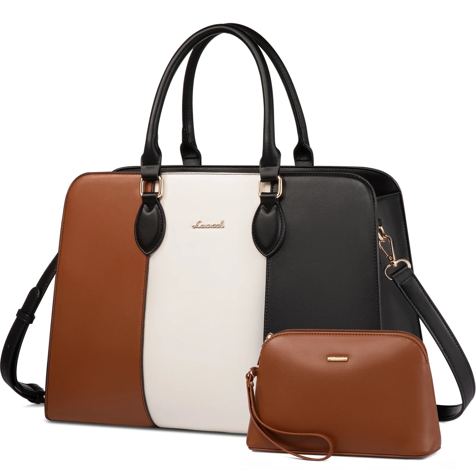 JMT-828170 Stylish 15.6 Inch Waterproof Laptop Tote Bag for Women - Versatile Work Handbag with Leather Briefcase Design