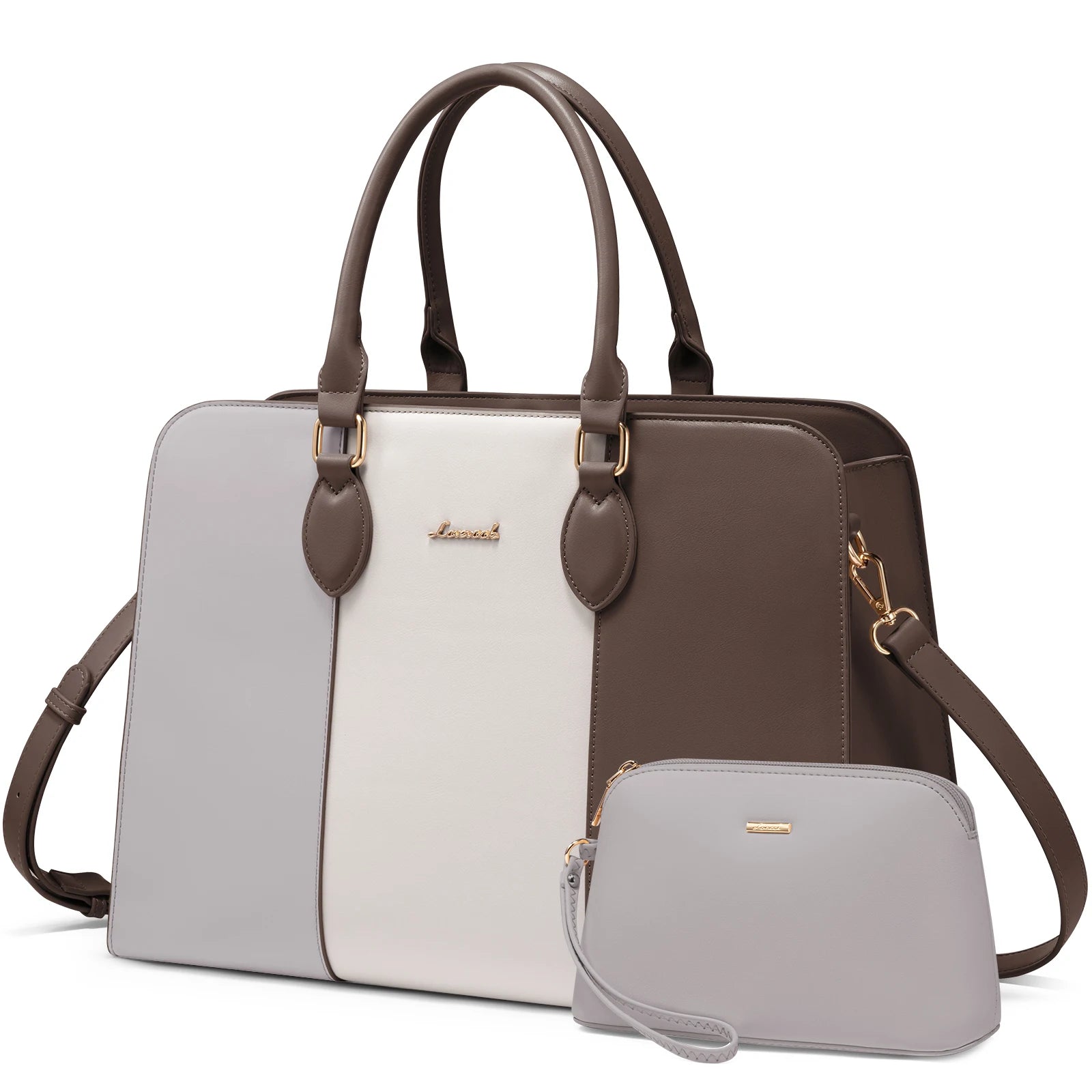 JMT-828170 Stylish 15.6 Inch Waterproof Laptop Tote Bag for Women - Versatile Work Handbag with Leather Briefcase Design