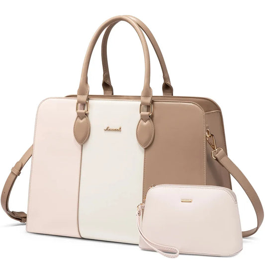 JMT-828170 Stylish 15.6 Inch Waterproof Laptop Tote Bag for Women - Versatile Work Handbag with Leather Briefcase Design