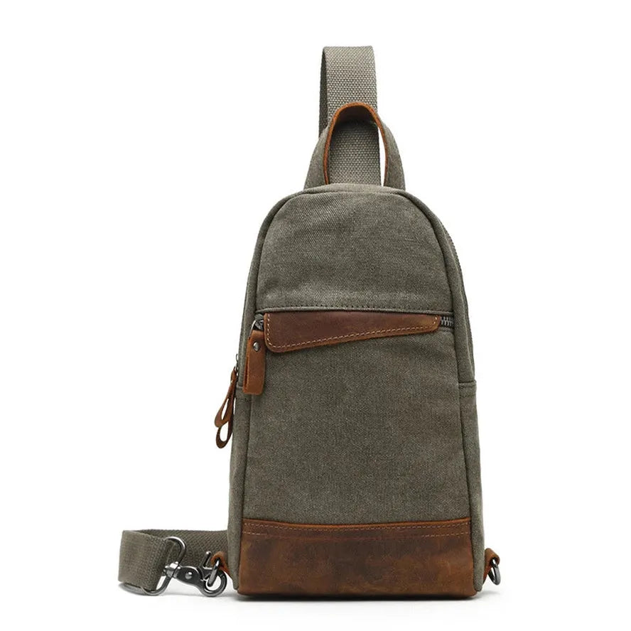 JMT-828234 Retro Men's Multifunctional Canvas Messenger Bag - Durable Waxed Cotton with Leather Accents, Waterproof Design, Large Capacity