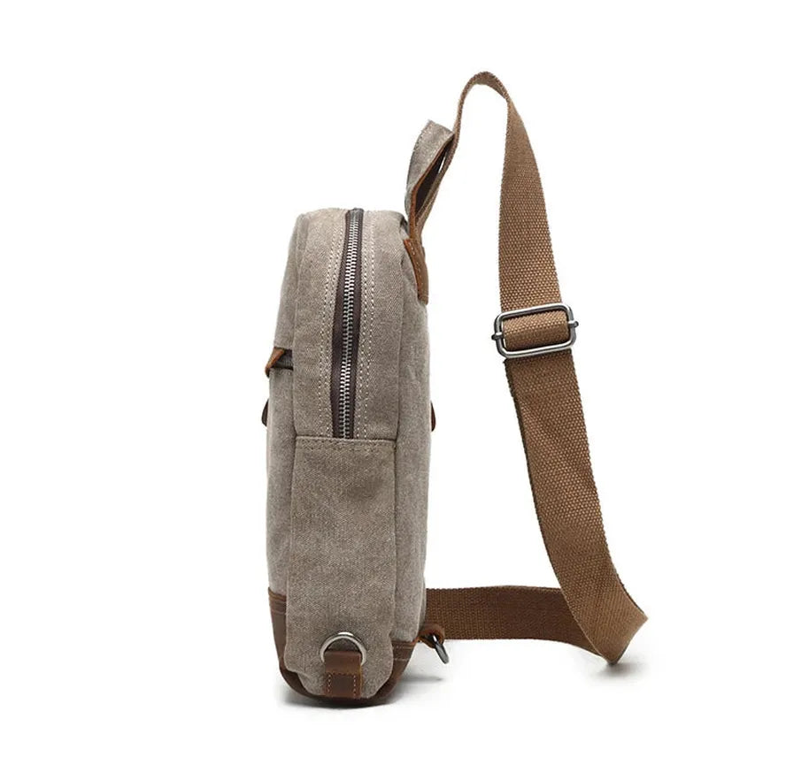 JMT-828234 Retro Men's Multifunctional Canvas Messenger Bag - Durable Waxed Cotton with Leather Accents, Waterproof Design, Large Capacity