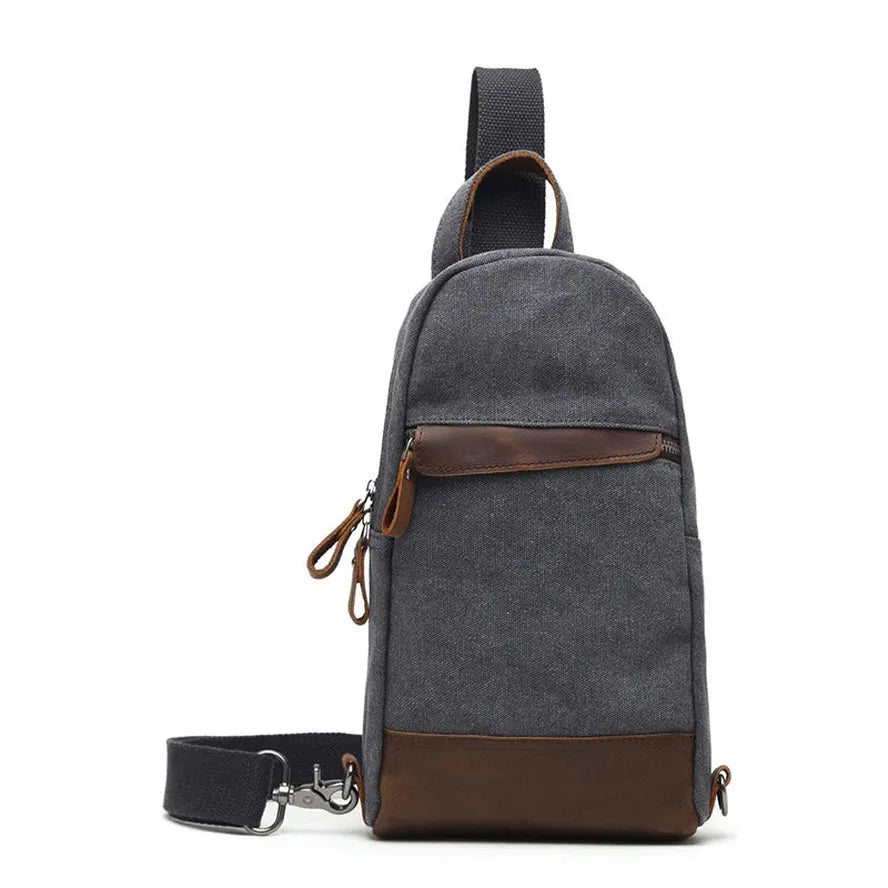 JMT-828234 Retro Men's Multifunctional Canvas Messenger Bag - Durable Waxed Cotton with Leather Accents, Waterproof Design, Large Capacity