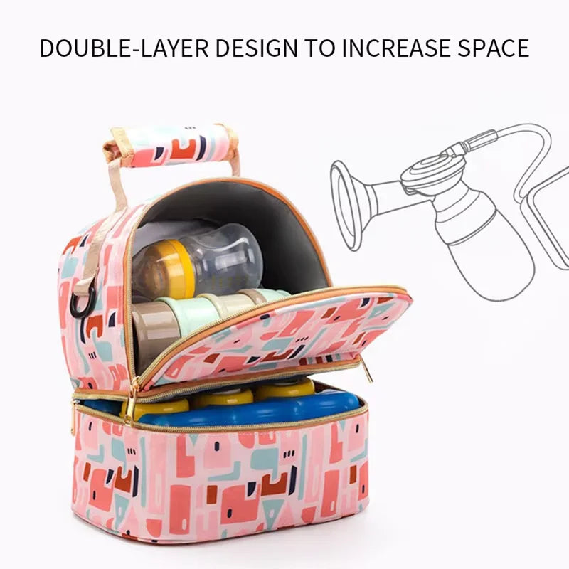 JMT-828298 Custom Dual-Layer Breast Pump Backpack with Insulated Cooler Compartment for 6 Bottles