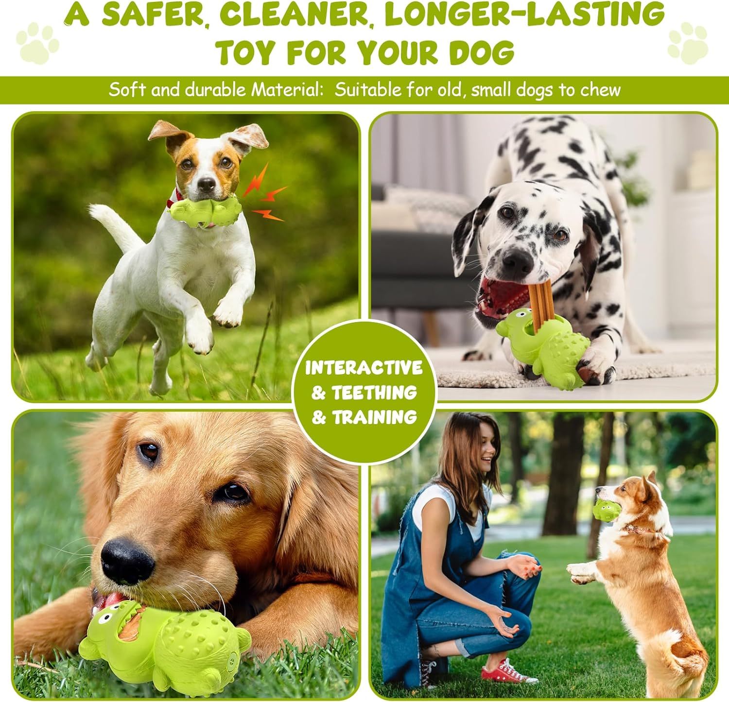 JMT-828490 Durable Natural Rubber Squeaky Dog Toy for Aggressive Chewers - Interactive and Long-Lasting Chew Toy for Medium to Large Dogs