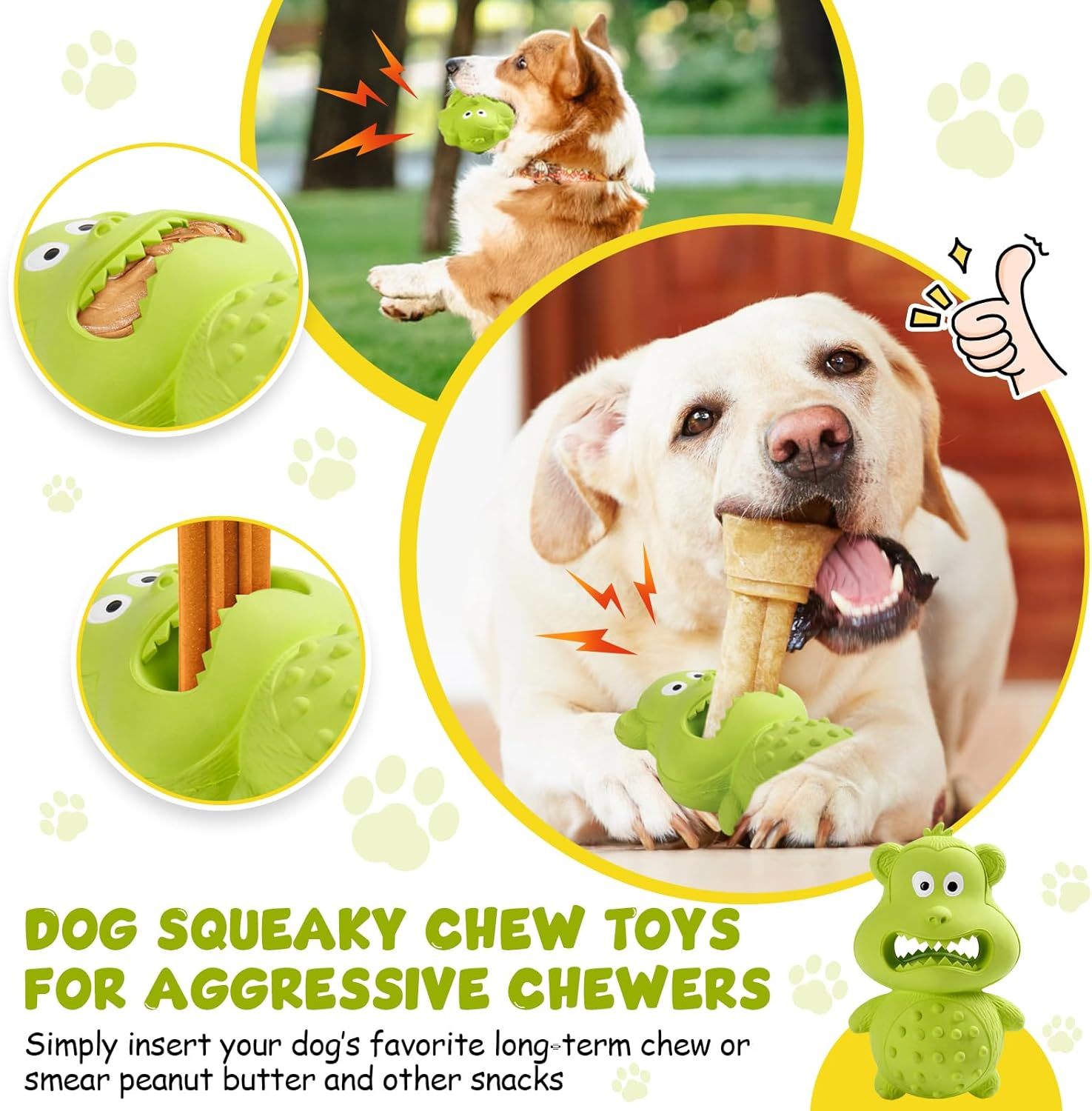 JMT-828490 Durable Natural Rubber Squeaky Dog Toy for Aggressive Chewers - Interactive and Long-Lasting Chew Toy for Medium to Large Dogs