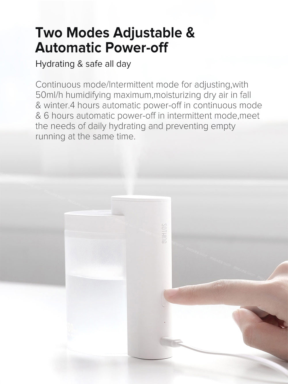 JMT-828490 Mini Compact Humidifier for Home and Office - Ultrasonic Atomizer with Two Modes and Automatic Power-Off