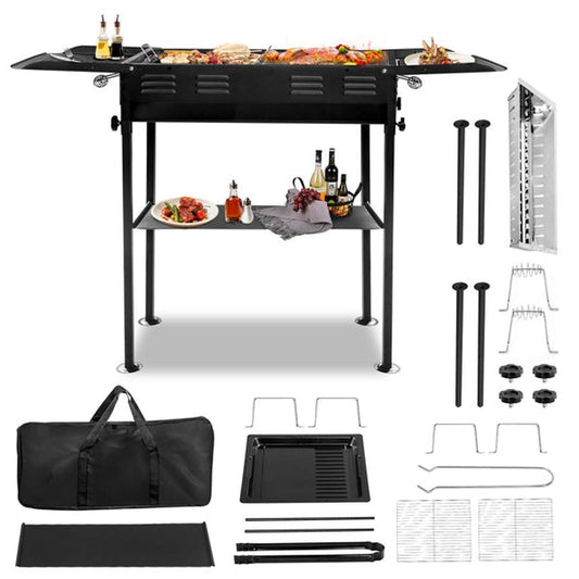 JMT-829386 Rectangular Black Iron Barbecue Grill - 20.3x33x69.8cm