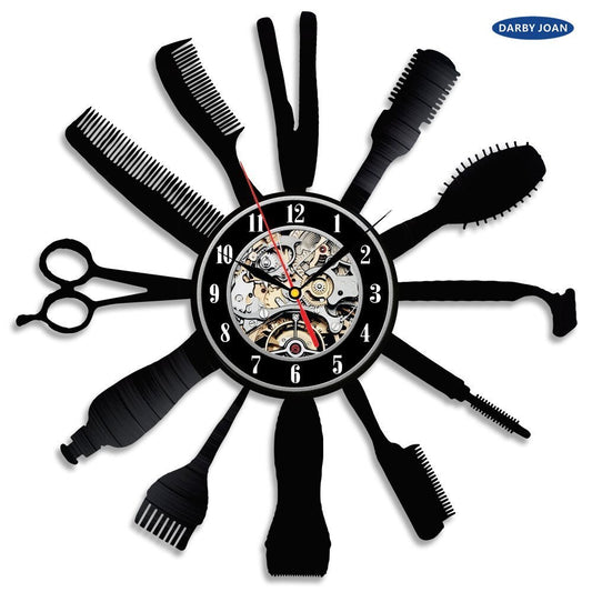 JMT-829450 Vinyl Record Wall Clock - 12 Inch Art Piece with Quiet Mechanism and Unique Design