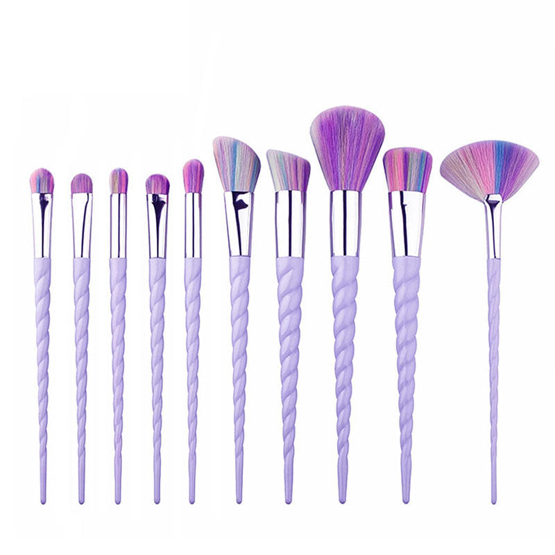 JMT-829770 Colorful 10-Piece Spiral Makeup Brush Set with Man-Made Fiber and Plastic Handles