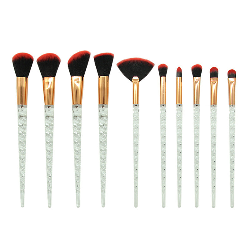 JMT-829770 Colorful 10-Piece Spiral Makeup Brush Set with Man-Made Fiber and Plastic Handles