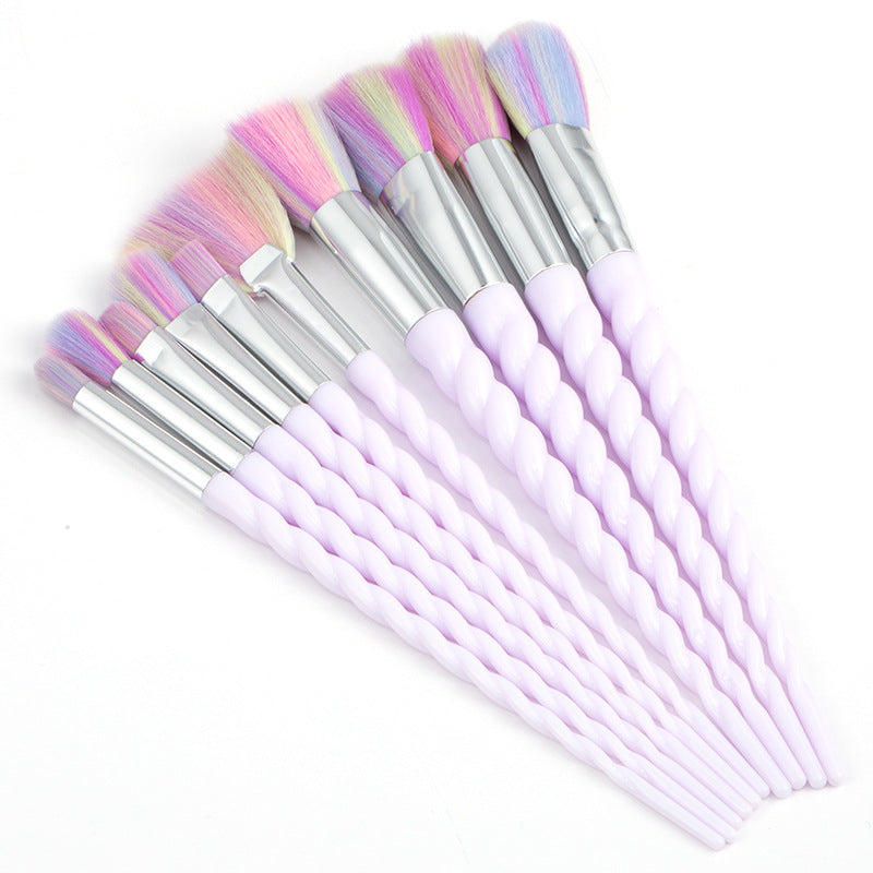 JMT-829770 Colorful 10-Piece Spiral Makeup Brush Set with Man-Made Fiber and Plastic Handles