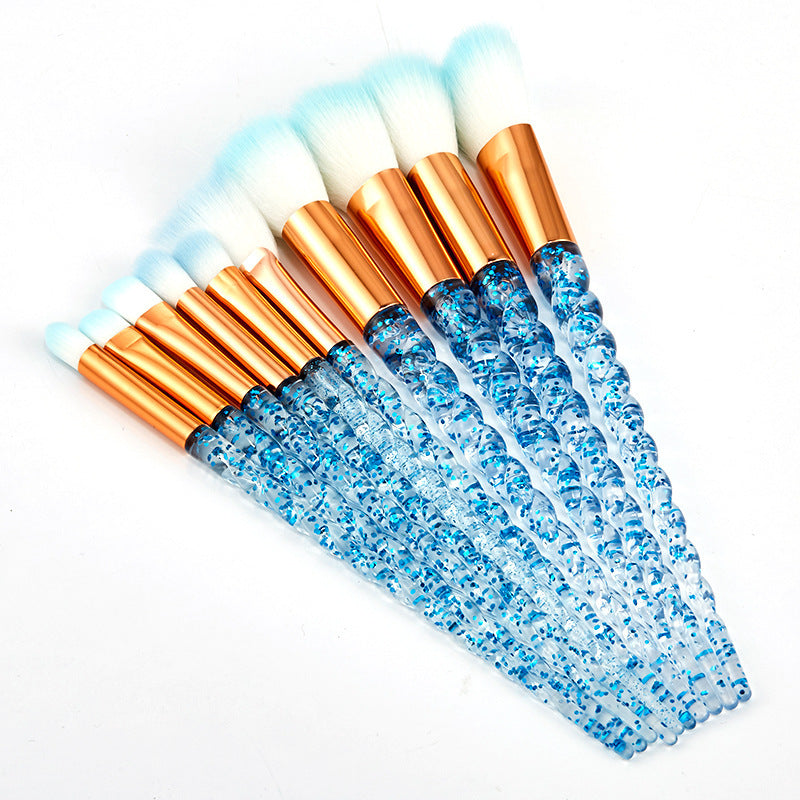 JMT-829770 Colorful 10-Piece Spiral Makeup Brush Set with Man-Made Fiber and Plastic Handles