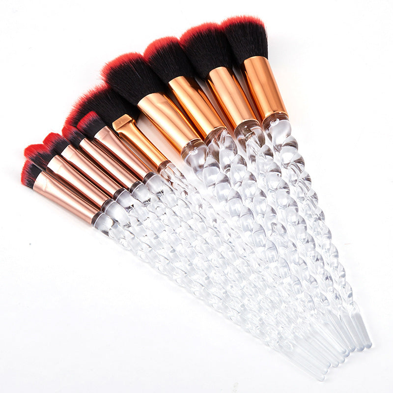 JMT-829770 Colorful 10-Piece Spiral Makeup Brush Set with Man-Made Fiber and Plastic Handles