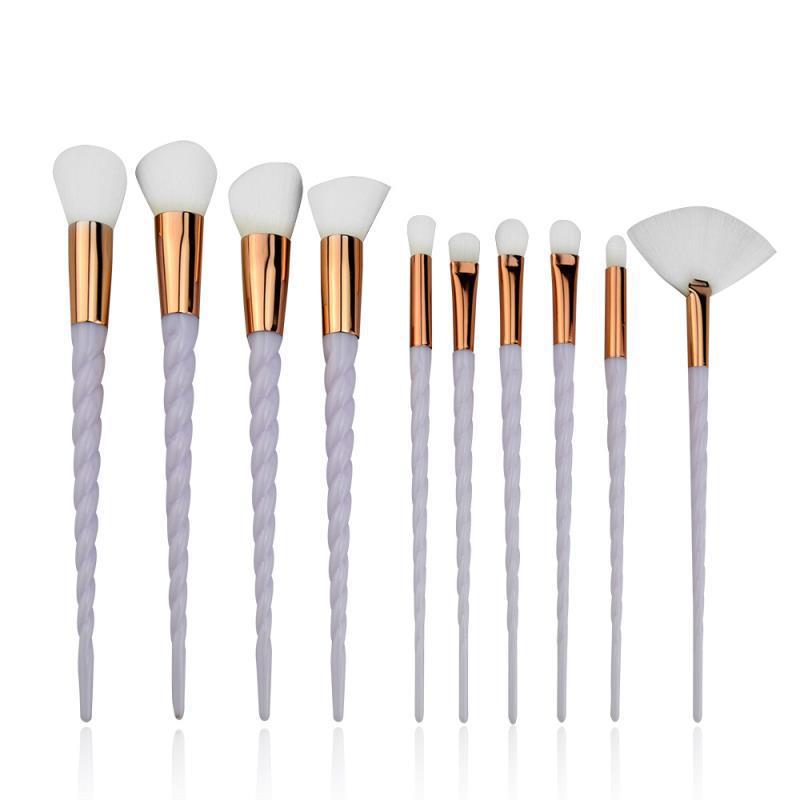 JMT-829770 Colorful 10-Piece Spiral Makeup Brush Set with Man-Made Fiber and Plastic Handles