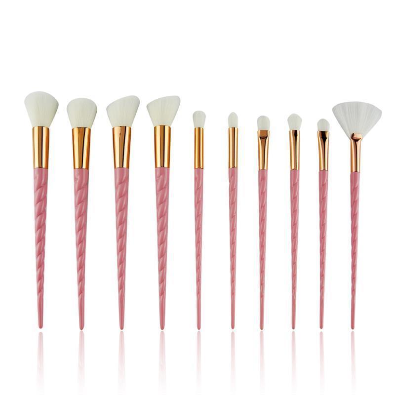 JMT-829770 Colorful 10-Piece Spiral Makeup Brush Set with Man-Made Fiber and Plastic Handles