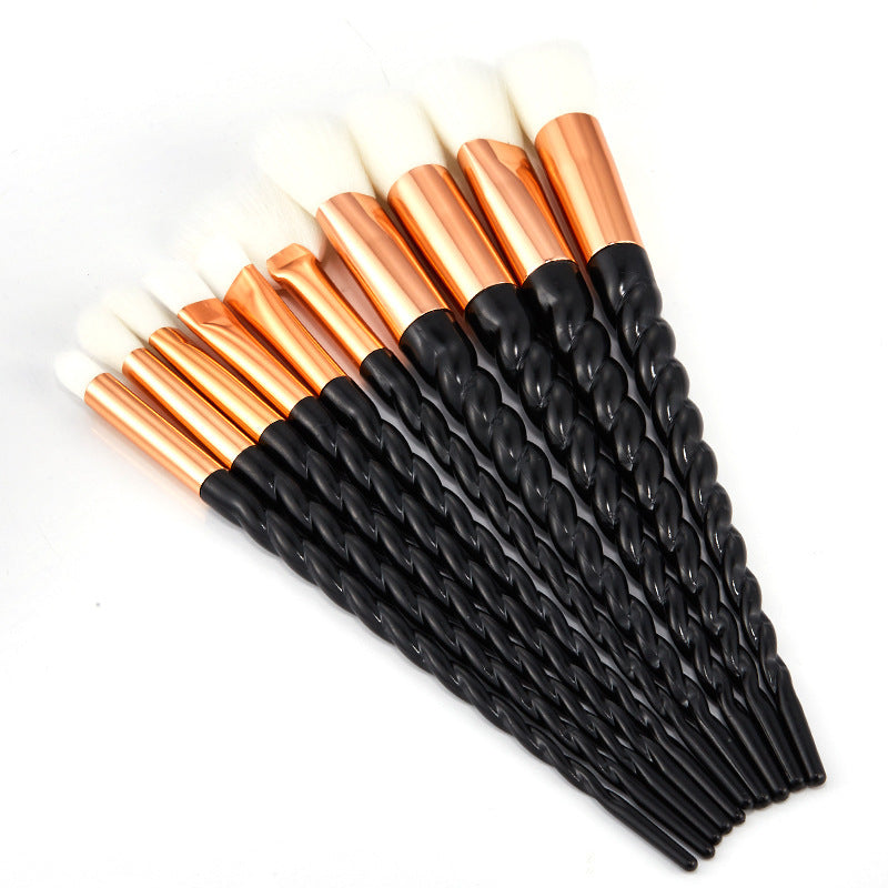 JMT-829770 Colorful 10-Piece Spiral Makeup Brush Set with Man-Made Fiber and Plastic Handles