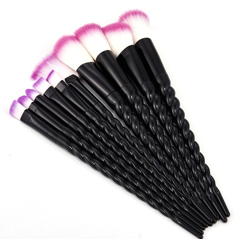JMT-829770 Colorful 10-Piece Spiral Makeup Brush Set with Man-Made Fiber and Plastic Handles