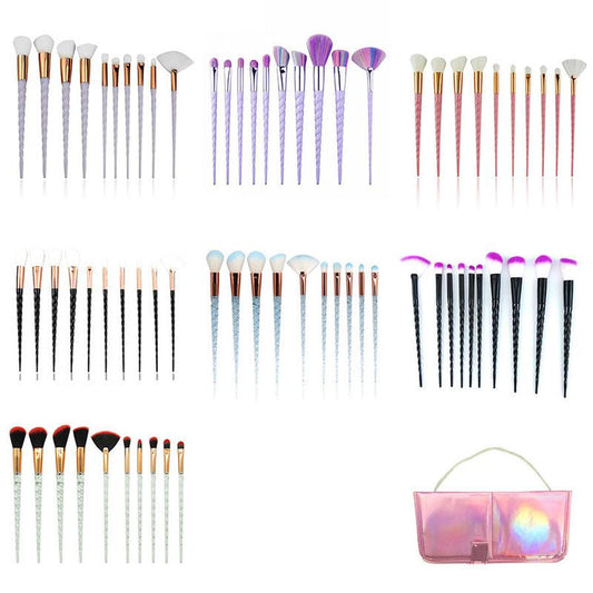 JMT-829770 Colorful 10-Piece Spiral Makeup Brush Set with Man-Made Fiber and Plastic Handles