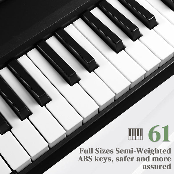 JMT-830538 61-Key Portable Folding Electronic Keyboard in Black