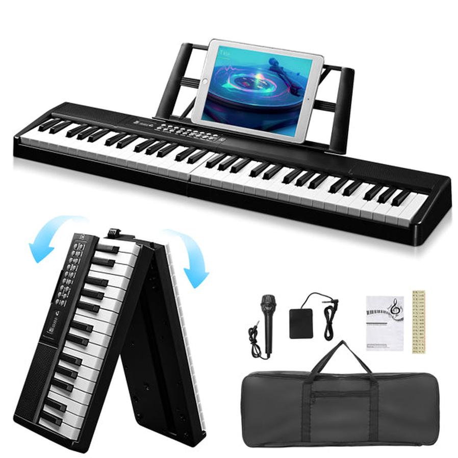 JMT-830538 61-Key Portable Folding Electronic Keyboard in Black