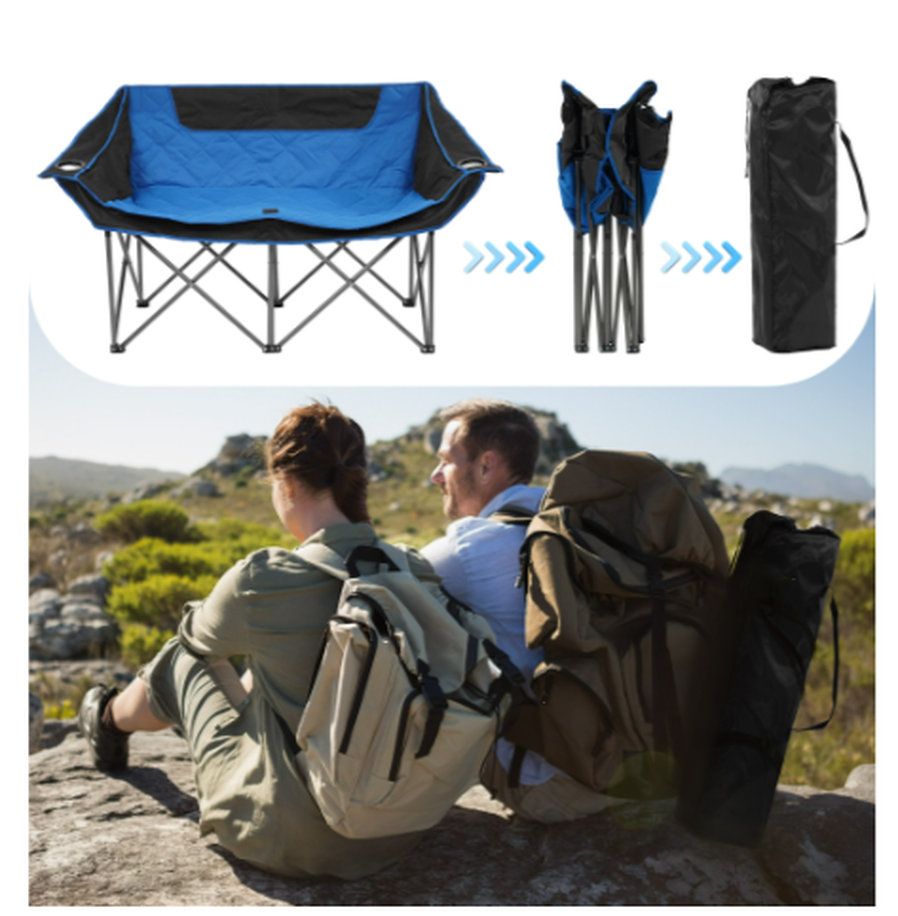 JMT-830538 Oversized Heavy Duty Outdoor Camping Chair with Armrests, Cup Holder, and Carrying Bag
