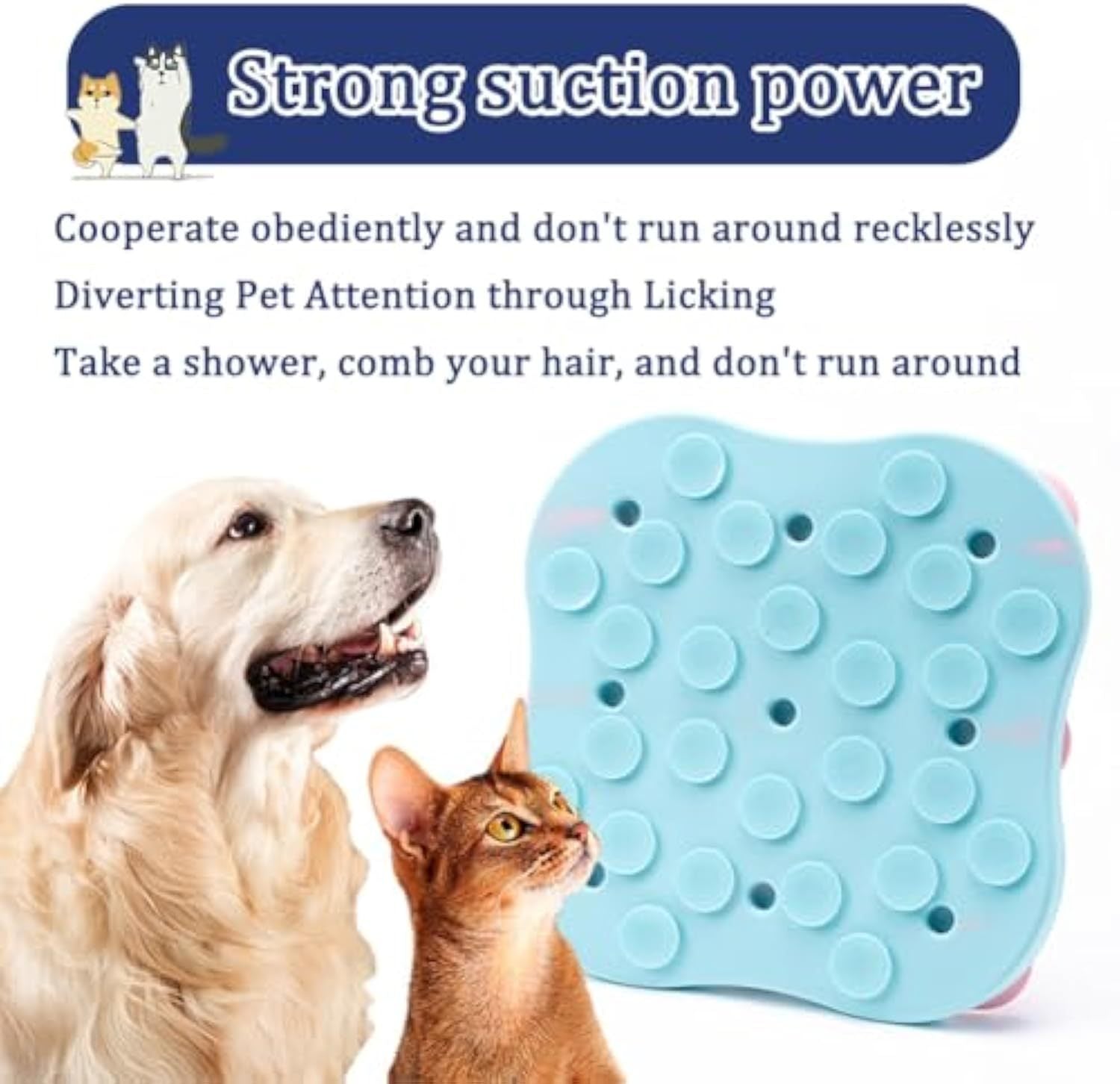 JMT-830666 Silicone Slow Feeder Mat for Dogs - Interactive Lick Pad with Suction Cups for Calming and Training